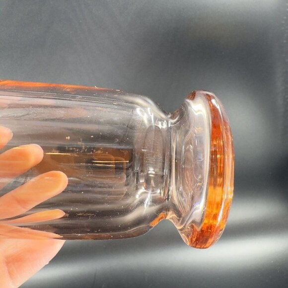 1950s Peachy Pink Tumbler Drinking Glasses Set 2 Thick Heavy Glass Cups Mugs VTG - Picture 4 of 15